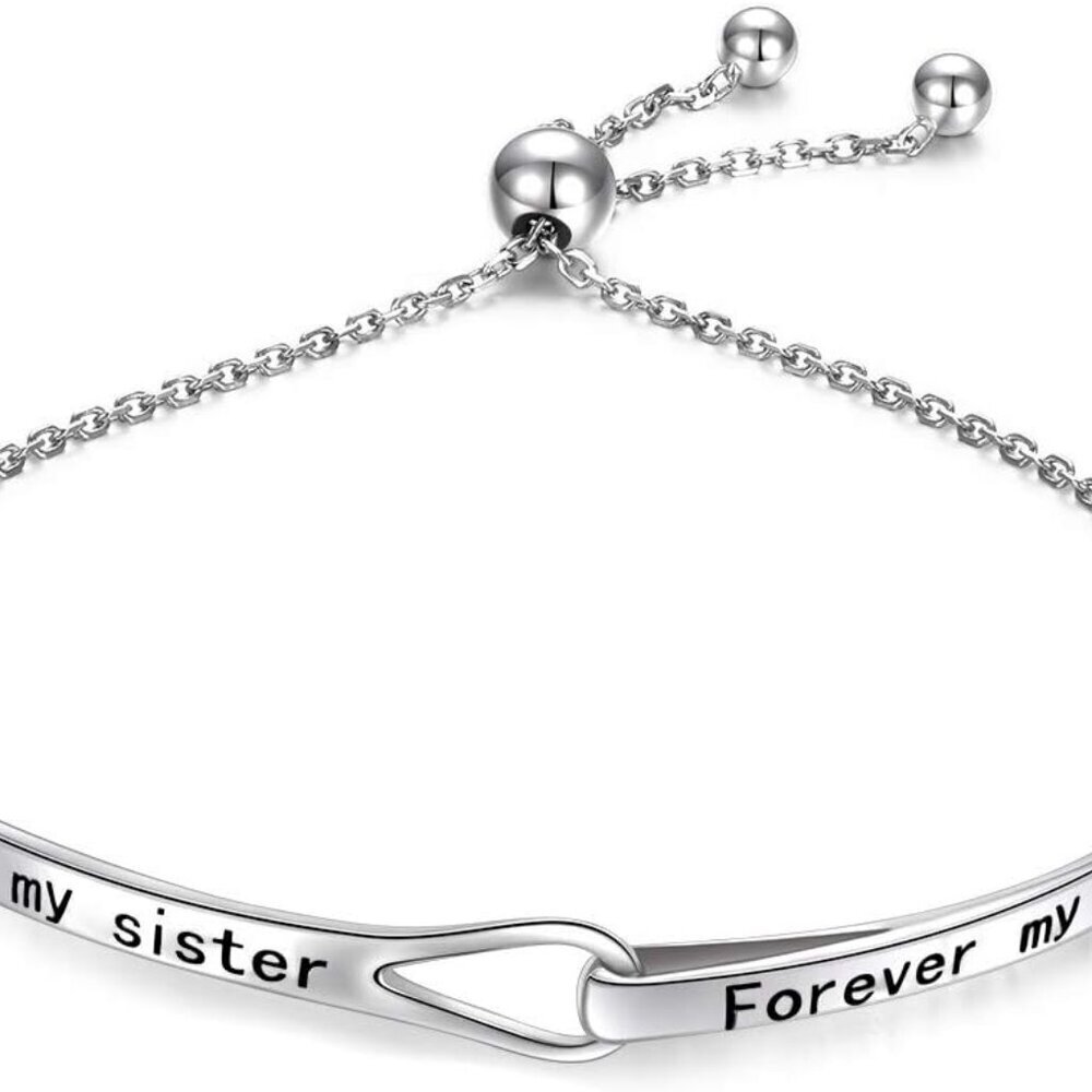 Sterling Silver Infinity Bracelet Adjustable Jewelry Gift for Women